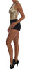 Dolce & Gabbana Gold and Black Silk Stretch Bodysuit Romper