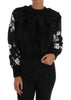 Dolce & Gabbana Floral Brocade Black Fur Sweater