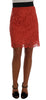 Dolce & Gabbana Orange Macramé Lace Pencil Skirt