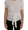 Dolce & Gabbana Elegant White Wrap Blouse with Crystal Accents