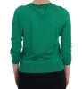 Dolce & Gabbana Embellished Green Silk Pullover Sweater