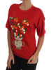 Dolce & Gabbana Red Silk Floral Embroidered Elegance Top