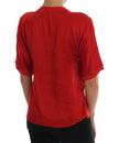 Dolce & Gabbana Red Silk Floral Embroidered Elegance Top