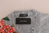 Dolce & Gabbana Elegant Silver Floral Applique Cardigan