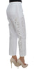Dolce & Gabbana Elegant White Floral Cutout Dress Pants