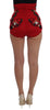 Dolce & Gabbana Ravishing Red Silk Embroidered Shorts