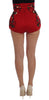 Dolce & Gabbana Red Silk Crystal-Embellished Mini Shorts