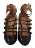 Valentino Black Multi Strap Leather Mid Heels Pumps Shoes