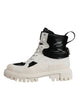 Dolce & Gabbana White Padded Mid Calf Lace Up Boots Shoes