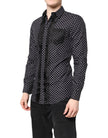 Dolce & Gabbana Black Polka Dot Long Sleeves Gold Formal Shirt