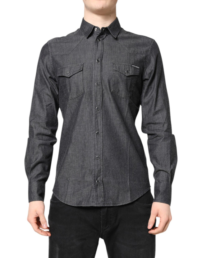 Dolce & Gabbana Gray Cotton Long Sleeves Casual Shirt
