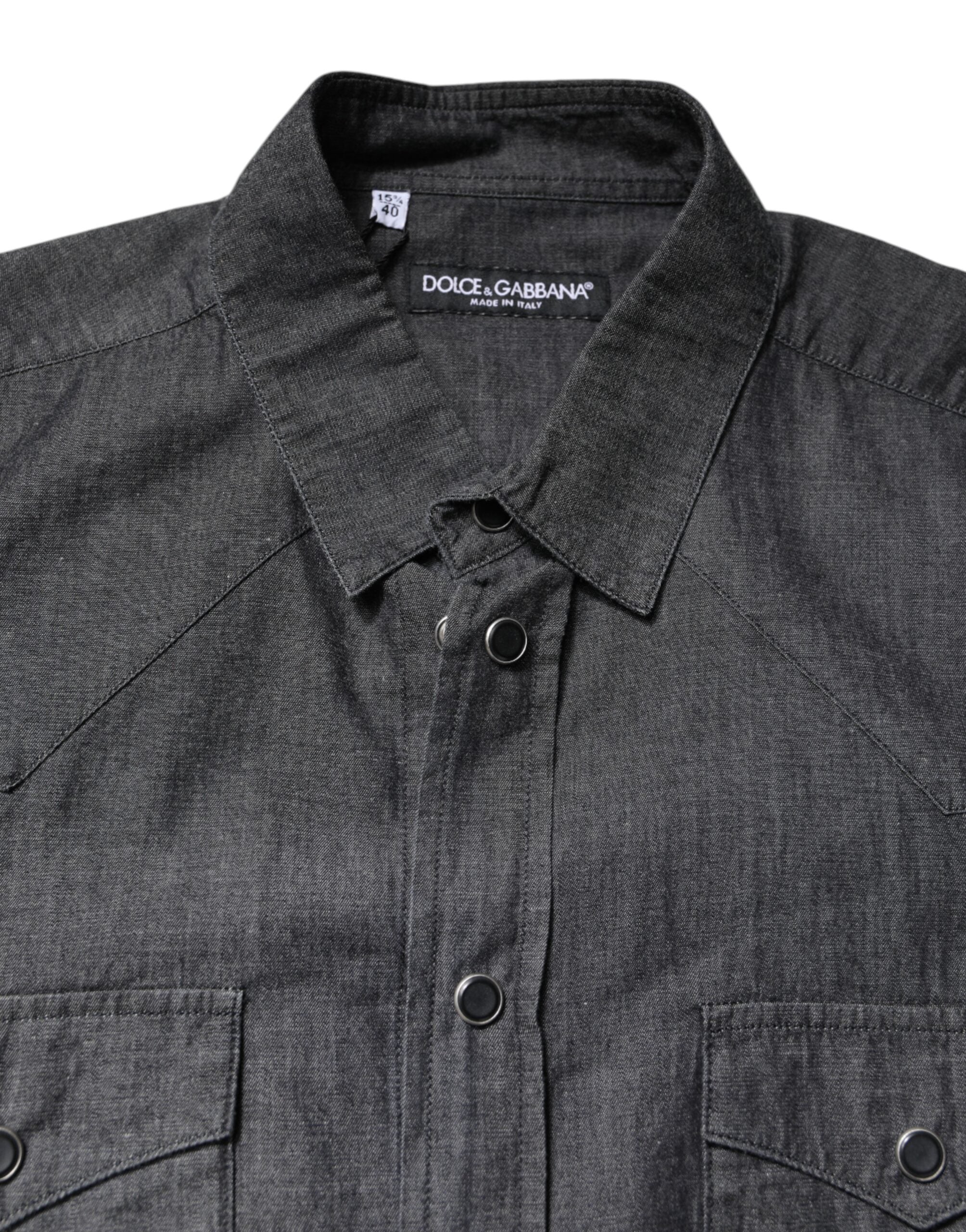 Dolce & Gabbana Gray Cotton Long Sleeves Casual Shirt