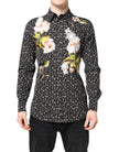 Dolce & Gabbana Black GOLD Floral Embroidery Formal Shirt