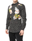 Dolce & Gabbana Black GOLD Floral Embroidery Formal Shirt