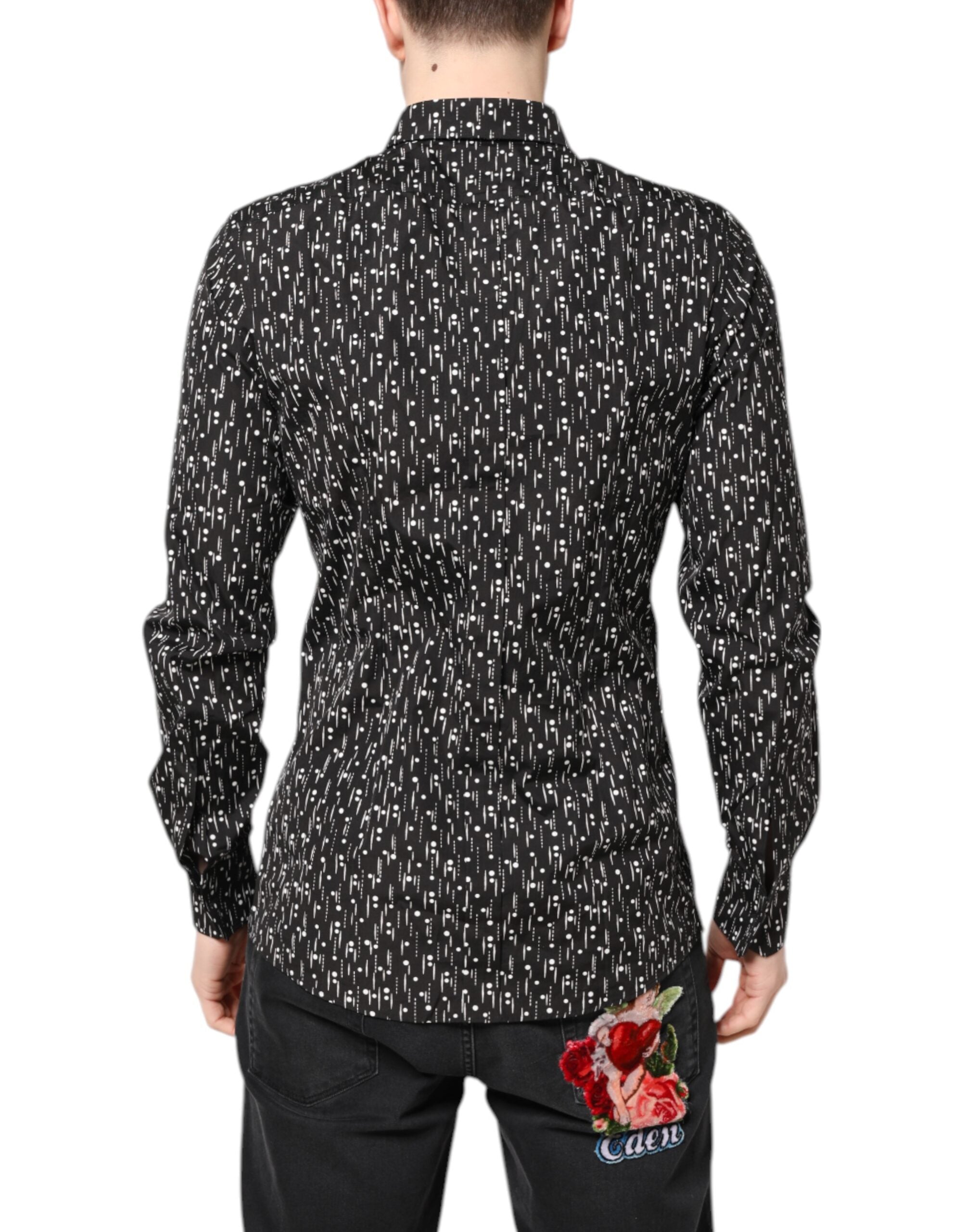 Dolce & Gabbana Black GOLD Floral Embroidery Formal Shirt