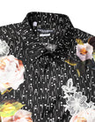 Dolce & Gabbana Black GOLD Floral Embroidery Formal Shirt