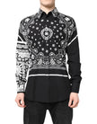 Dolce & Gabbana Black White Bandana Cotton Formal Dress Shirt