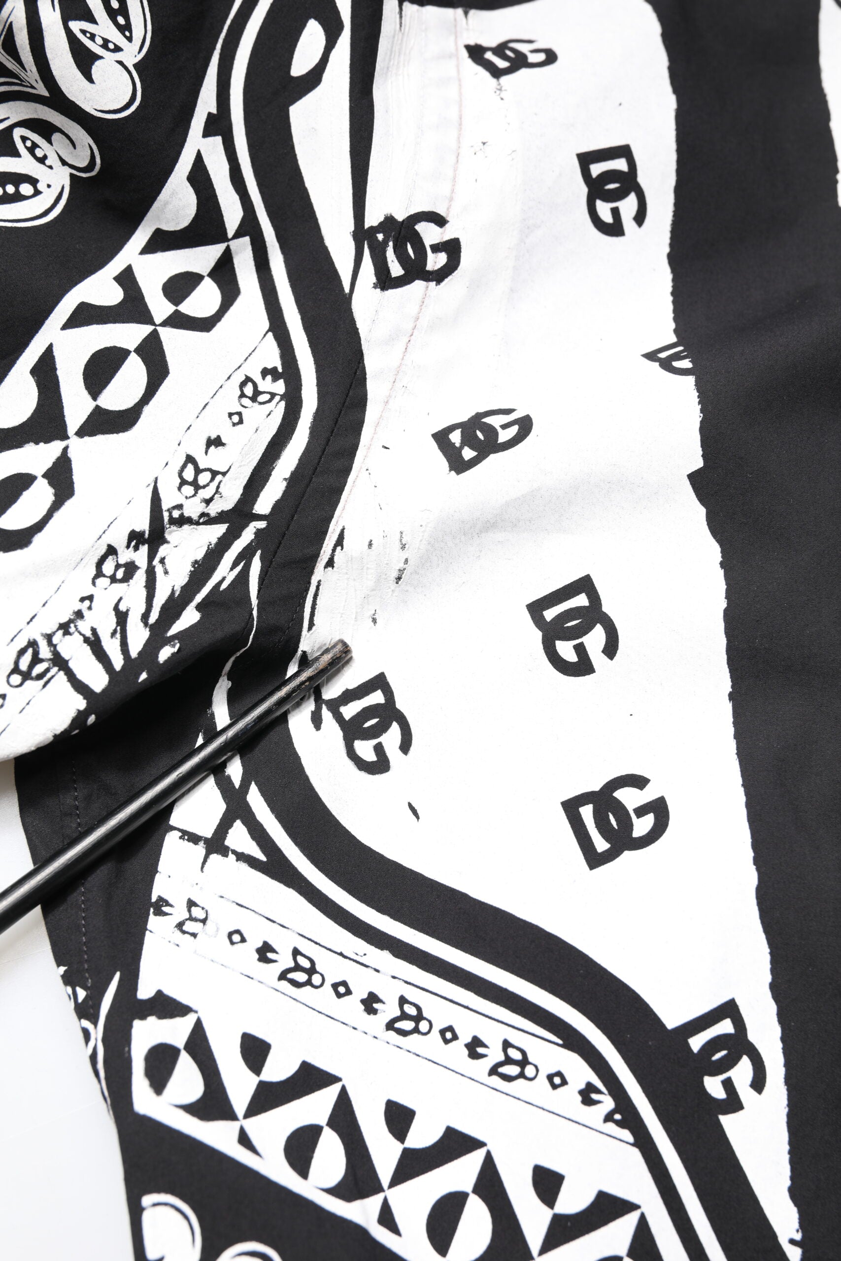 Dolce & Gabbana Black White Bandana Cotton Formal Dress Shirt