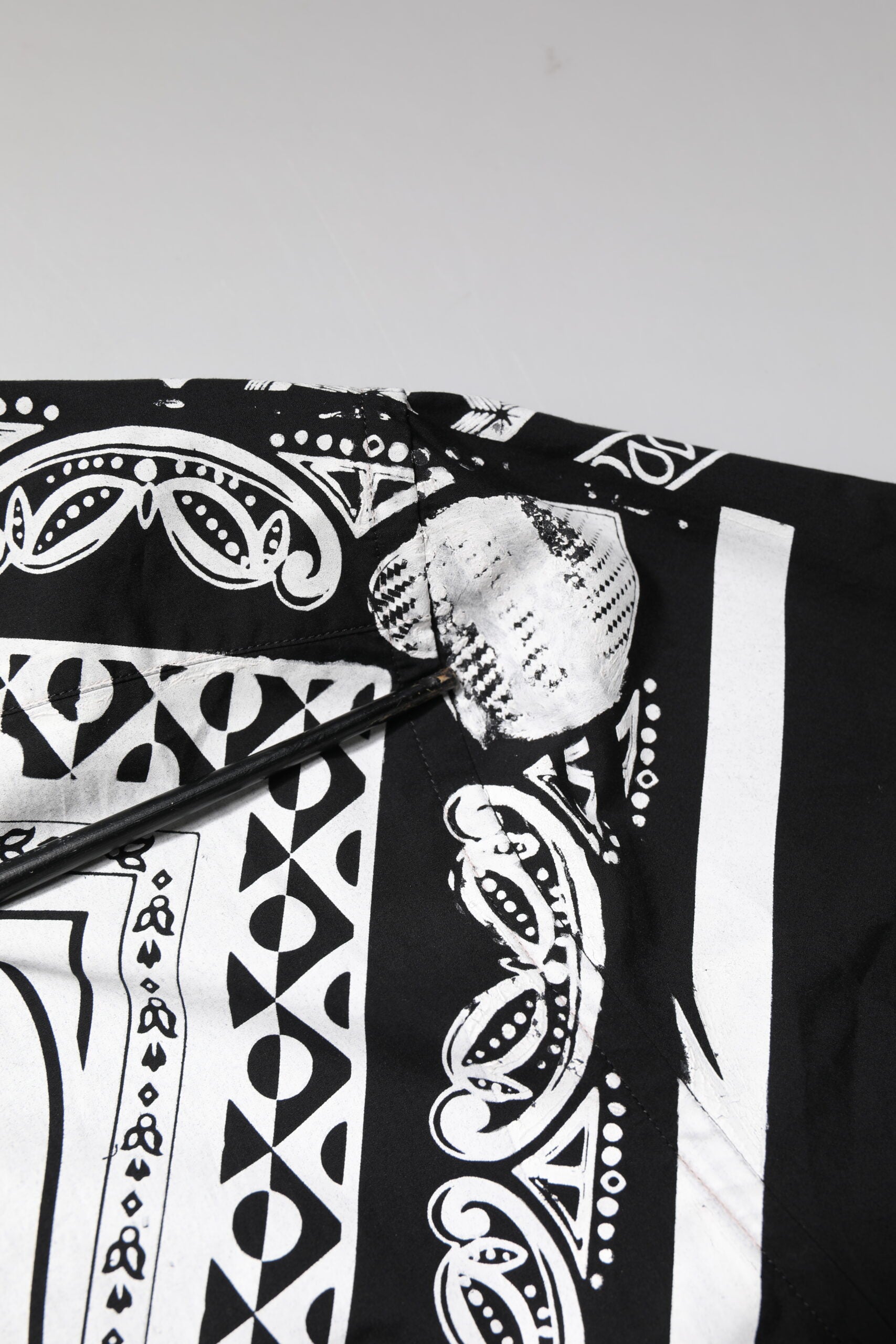 Dolce & Gabbana Black White Bandana Cotton Formal Dress Shirt