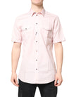 Dolce & Gabbana Pink Short Sleeves Cotton GOLD Casual Shirt