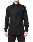 Emporio Armani Black Cotton Long Sleeves Formal Dress Shirt