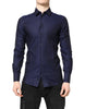 Dolce & Gabbana Blue GOLD Cotton Long Sleeves Men Dress Shirt