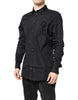 Dolce & Gabbana Black Floral Gold Cotton Dress Formal Shirt