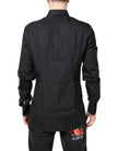 Dolce & Gabbana Black Floral Gold Cotton Dress Formal Shirt