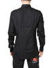 Dolce & Gabbana Black Floral Gold Cotton Dress Formal Shirt