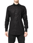 Dolce & Gabbana Black GOLD Cotton Dress Formal Shirt
