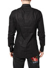 Dolce & Gabbana Black GOLD Cotton Dress Formal Shirt
