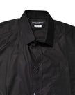 Dolce & Gabbana Black GOLD Cotton Dress Formal Shirt