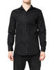 Emporio Armani Black Cotton Long Sleeves Men Formal Dress Shirt