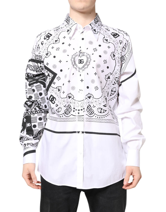 Dolce & Gabbana White Black Bandana MARTINI Formal Shirt