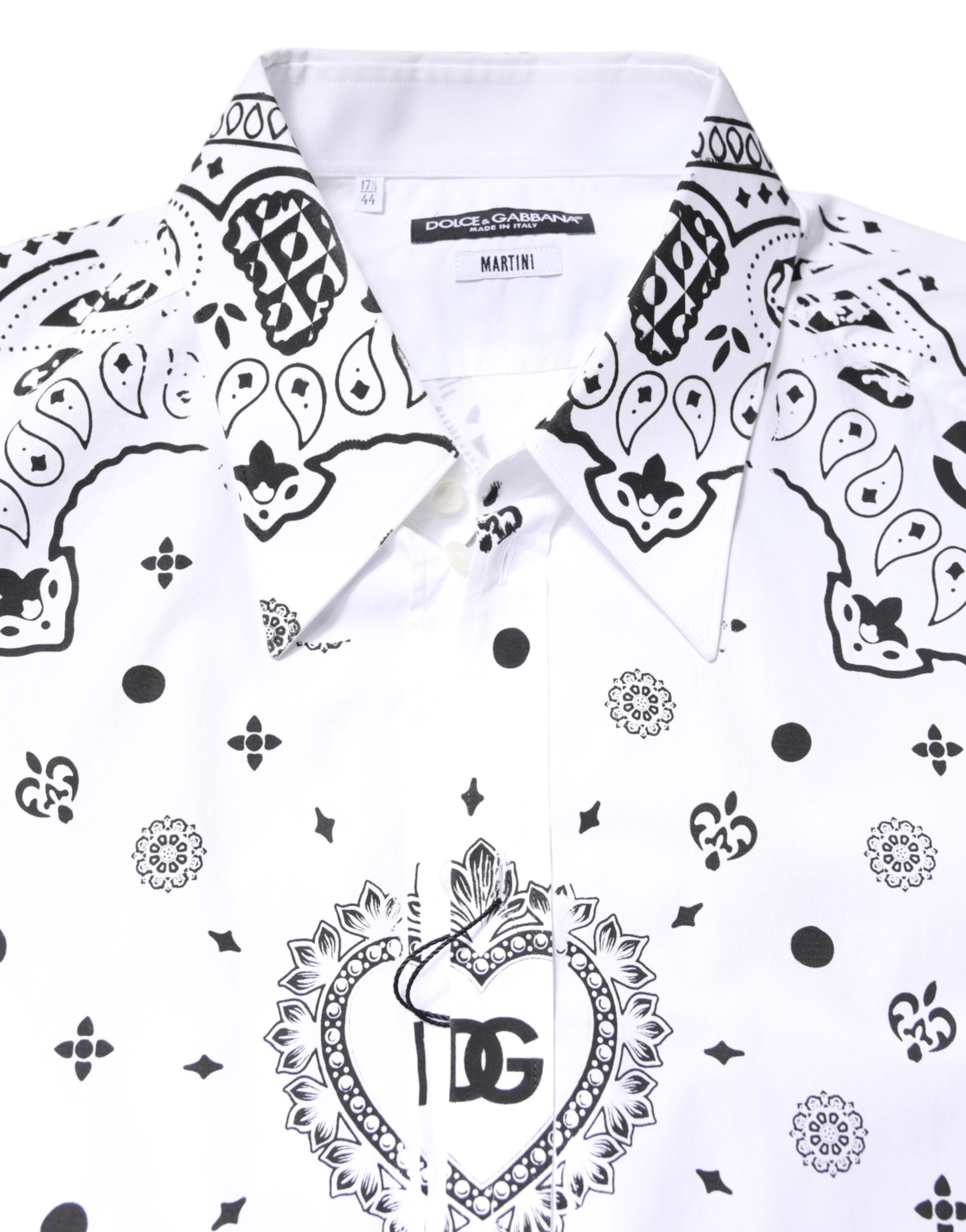 Dolce & Gabbana White Black Bandana MARTINI Formal Shirt