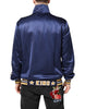 Dolce & Gabbana Blue Nylon Logo Patch Men Bomber Sweater