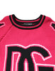 Dolce & Gabbana Pink Cotton Logo Print Knit Pullover Sweater