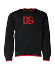 Dolce & Gabbana Black Nylon DGLogo Knit Men Pullover Sweater