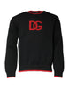 Dolce & Gabbana Black Nylon DGLogo Knit Men Pullover Sweater