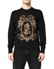 Dolce & Gabbana Black Logo Embroidery Knit Pullover Sweater