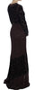 Dolce & Gabbana Elegant Purple Floral Lace Maxi Dress