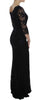 Dolce & Gabbana Elegant Black Floral Lace Maxi Dress