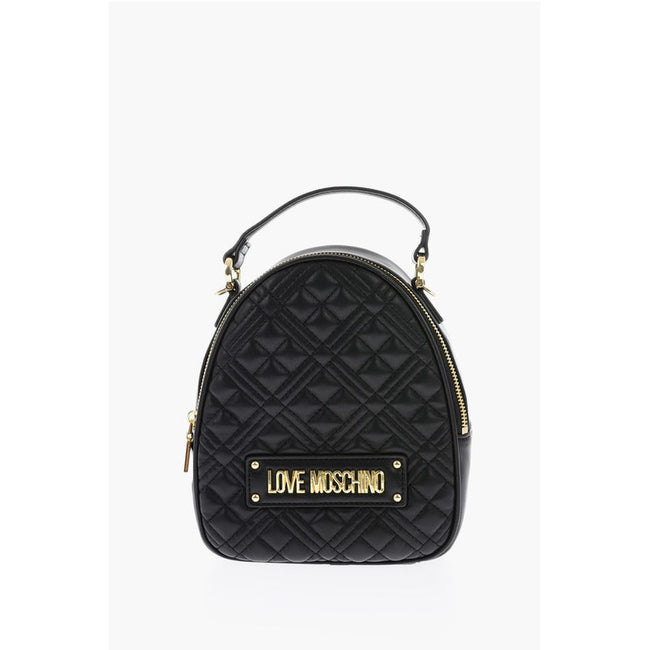 Moschino Love Quilted Faux Leather Mini Bag with Golden Details