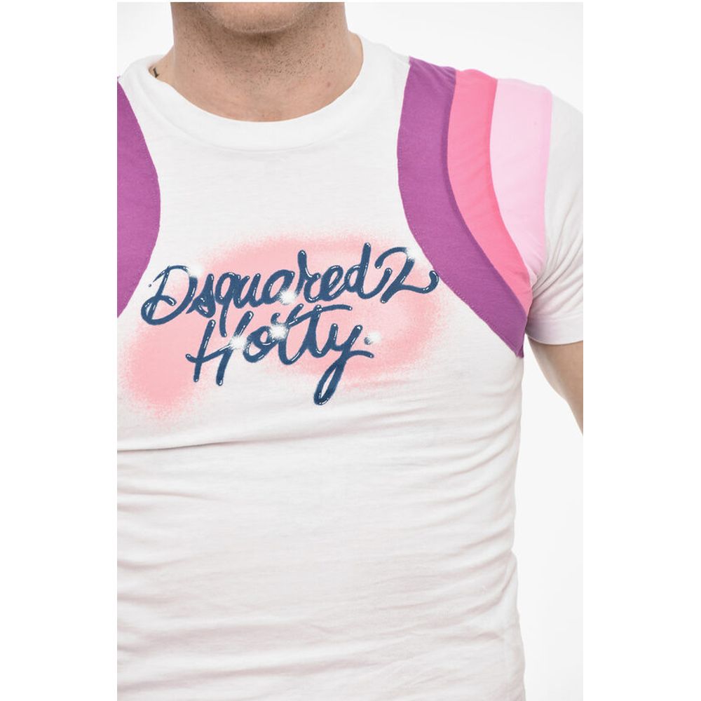 Dsquared² Cropped Crew-neck T-shirt with Contrast Bands