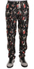 Dolce & Gabbana Elegant Black Silk Lounge Pants with Red Print