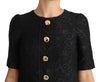 Dolce & Gabbana Elegant Black Button Embellished Mini Dress
