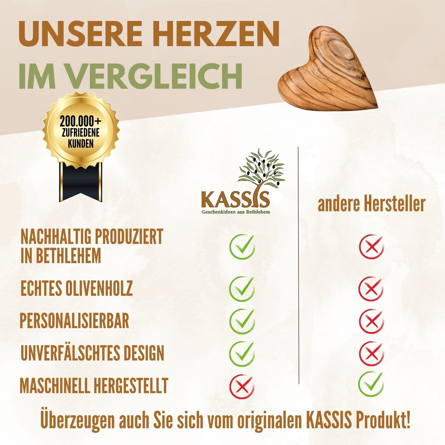 Herz Geschenk Olivenholz Handschmeichler Glücksbringer